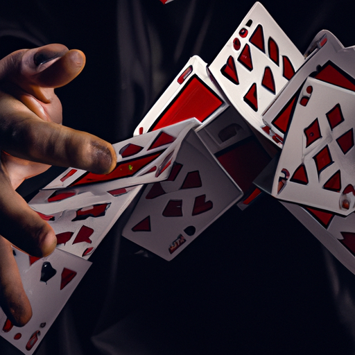 תמונה של ידיו של קוסם מערבבות במומחיות חפיסת קלפים, המדגישה את החשיבות של מיומנות ידנית.